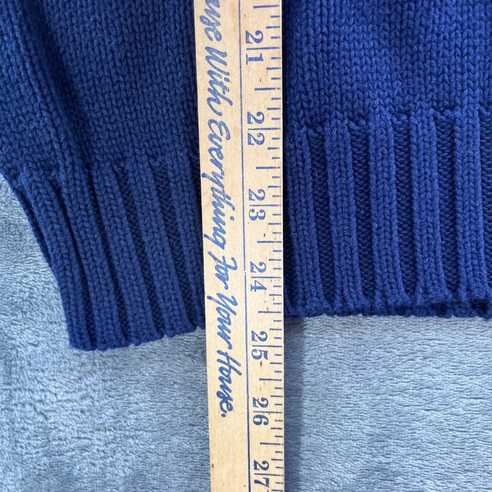 Polo Ralph Lauren Mens Navy Blue Red Stripe Turtleneck Cotton Knit Sweater Large